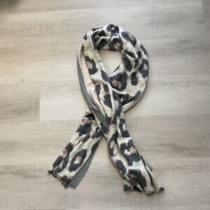 Leopard Print Pink And Grey Accents Womens Scarf 72 X 29